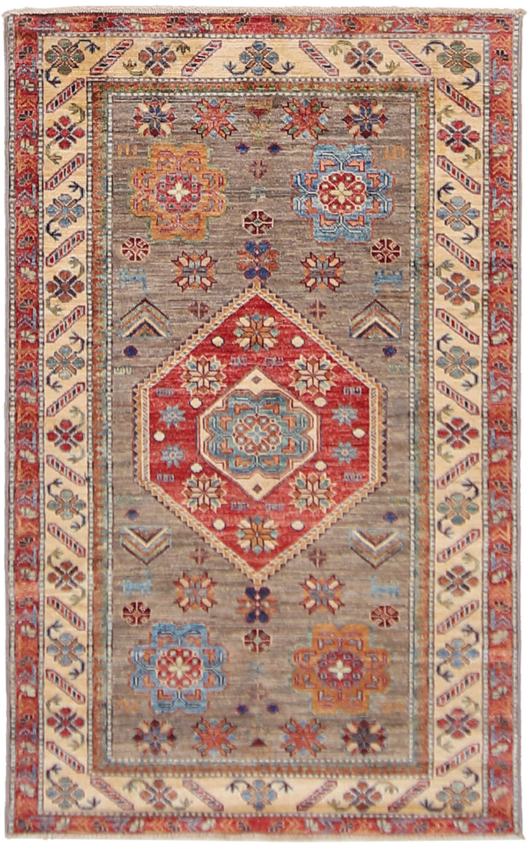 Kazak Rug 100 x 160 Gray (Pakistan) Hand Knotted