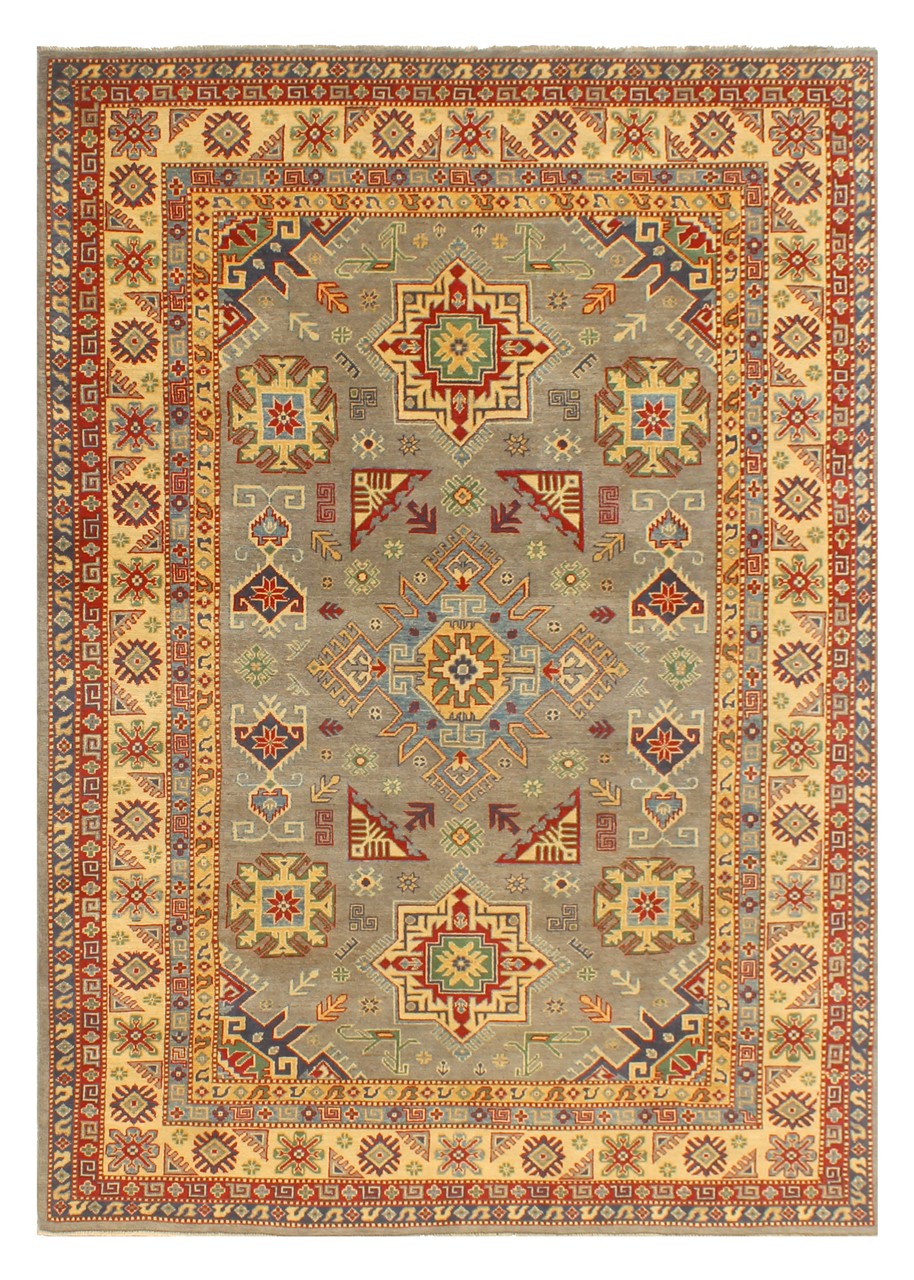 Kazak Orientteppich 200 x 300 Grün (Pakistan) Handgeknüpft