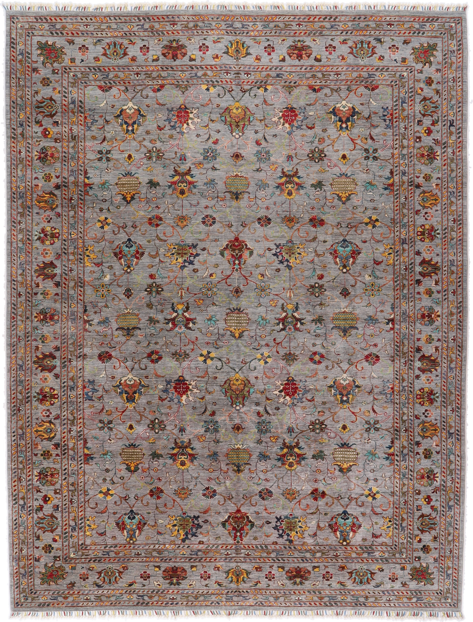 Samarkand Dywan orientalny 410x310 Biały (Pakistan) Ręcznie Tkany