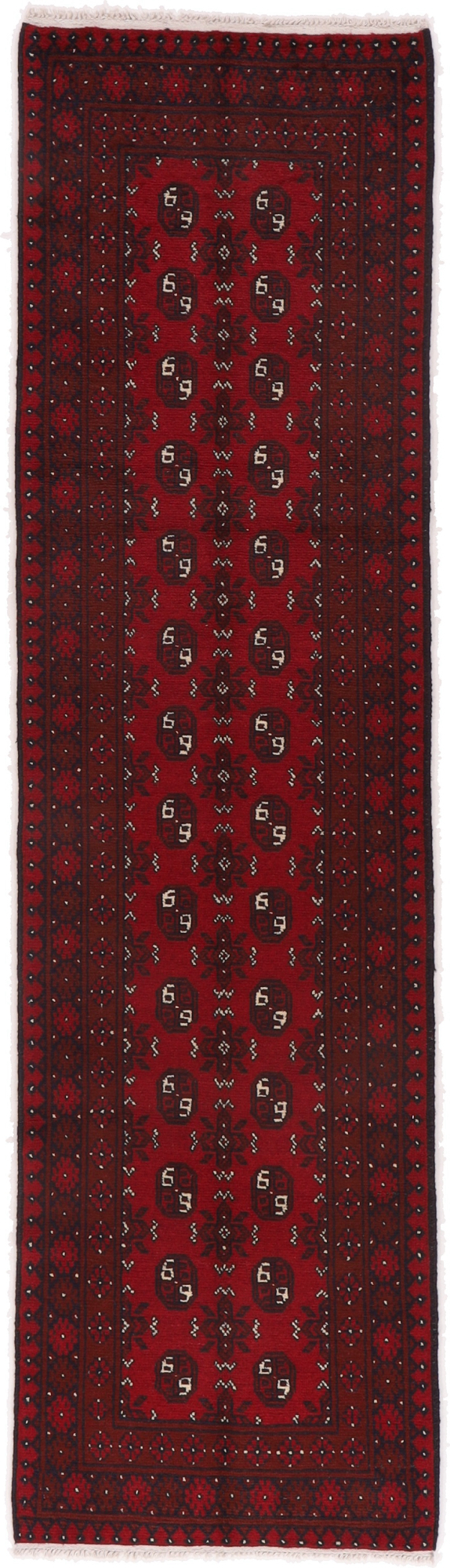 Afghan Dywan orientalny 280x80 Biały (Afganistan) Ręcznie Tkany