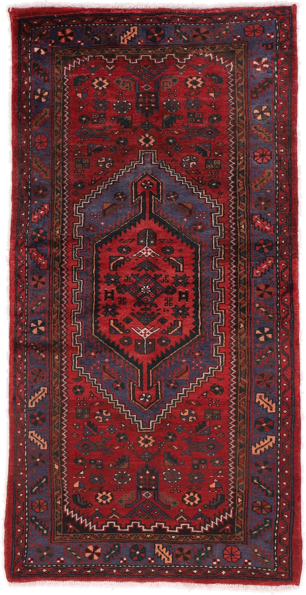 Hamedan Alfombra 110 x 210 Púrpura (Iran) Anudado A Mano