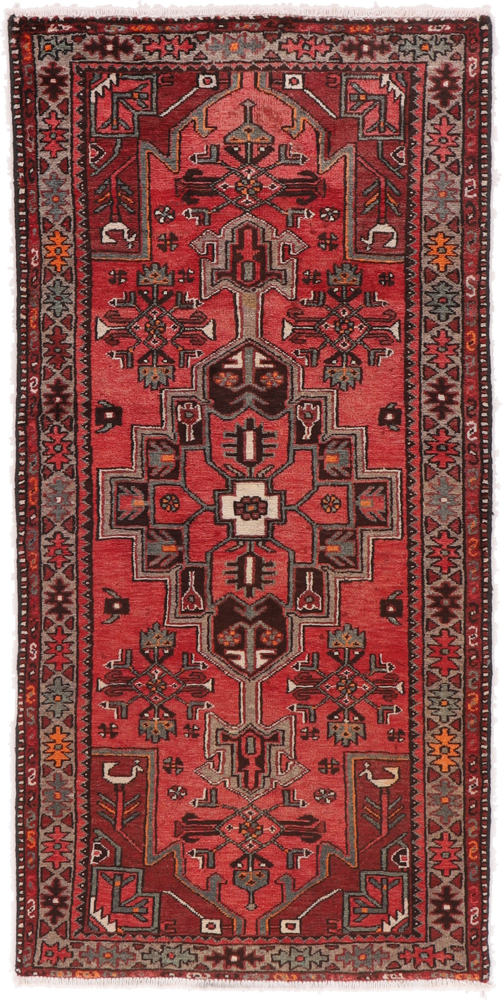 Hamedan Perzisch tapijt 90x190 Marron (Iran) Noué À La Main