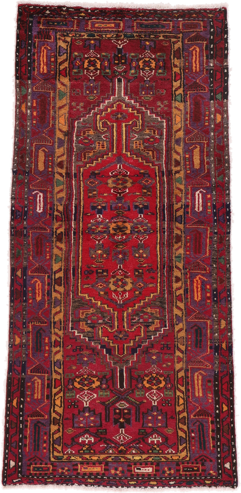 Hamedan Alcatifa 100 x 200 Amarelo (Irã) Atado À Mão