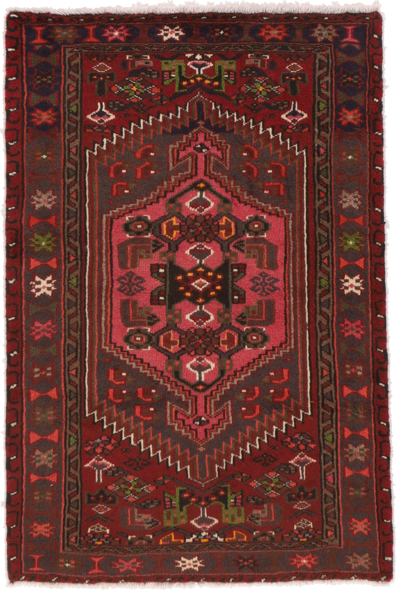 Hamedan Perzisch tapijt 100 x 150 Marron (Iran) Noué À La Main