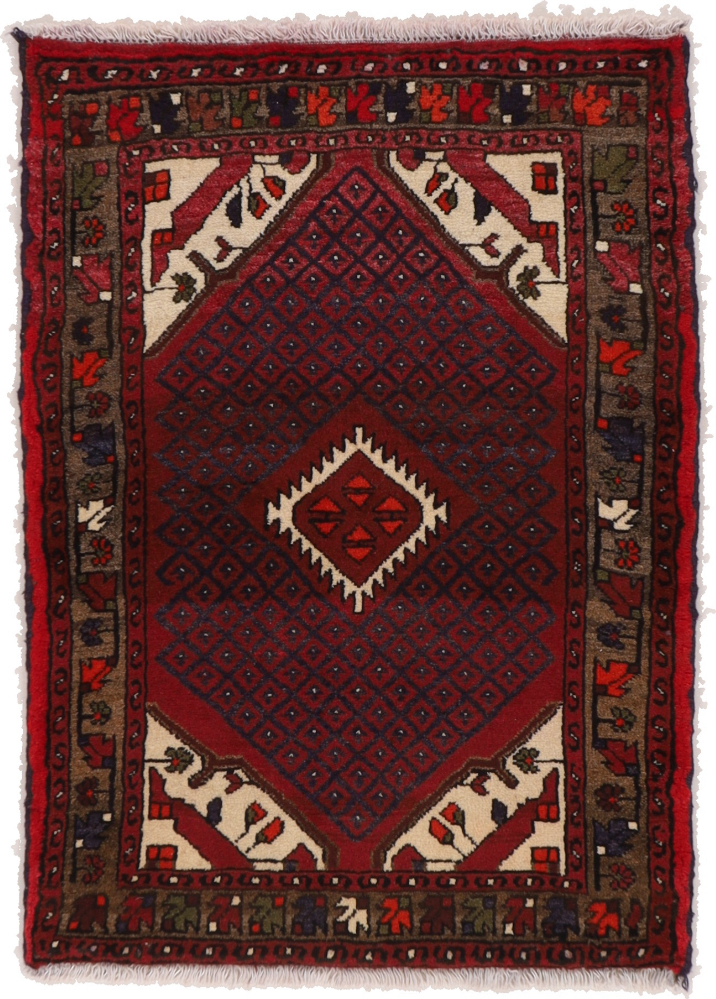 Hamedan Szőnyeg 110 x 80 Fehér (Irán) Kézzel Csomózott