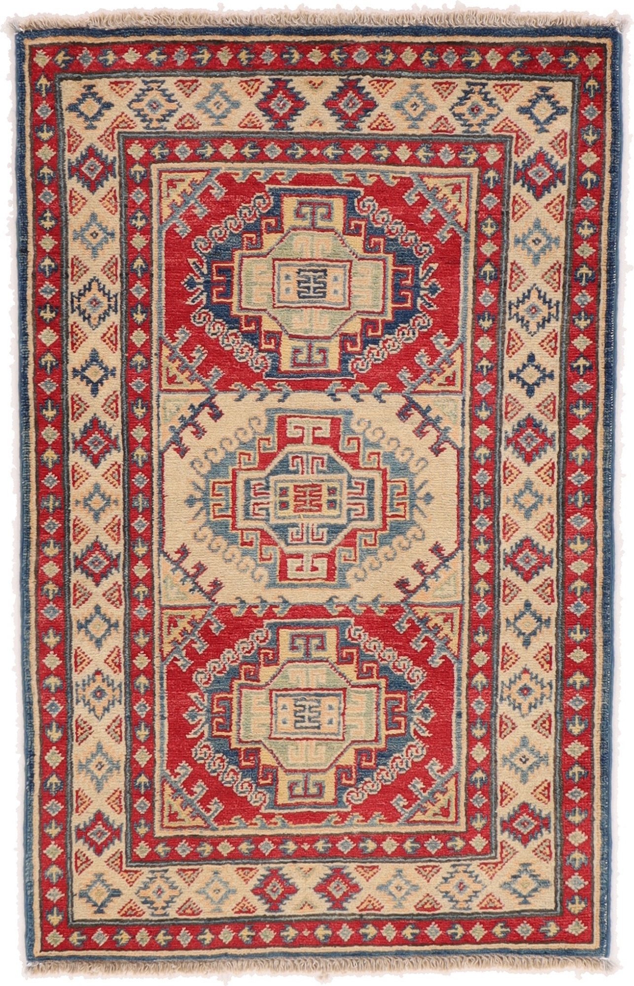 Kazak Tappeto 80 x 120 Grigio (Pakistan) Annodato A Mano