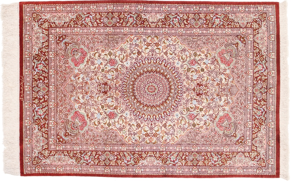 Qum Persian rug 120x80 White (Iran) Hand Knotted