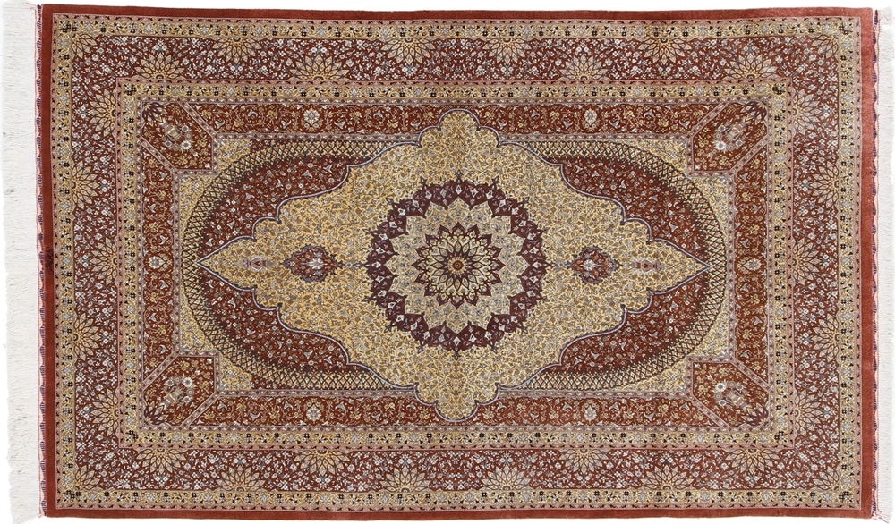 Ghom Teppich 200 x 130 Grün (Iran) Handgeknüpft