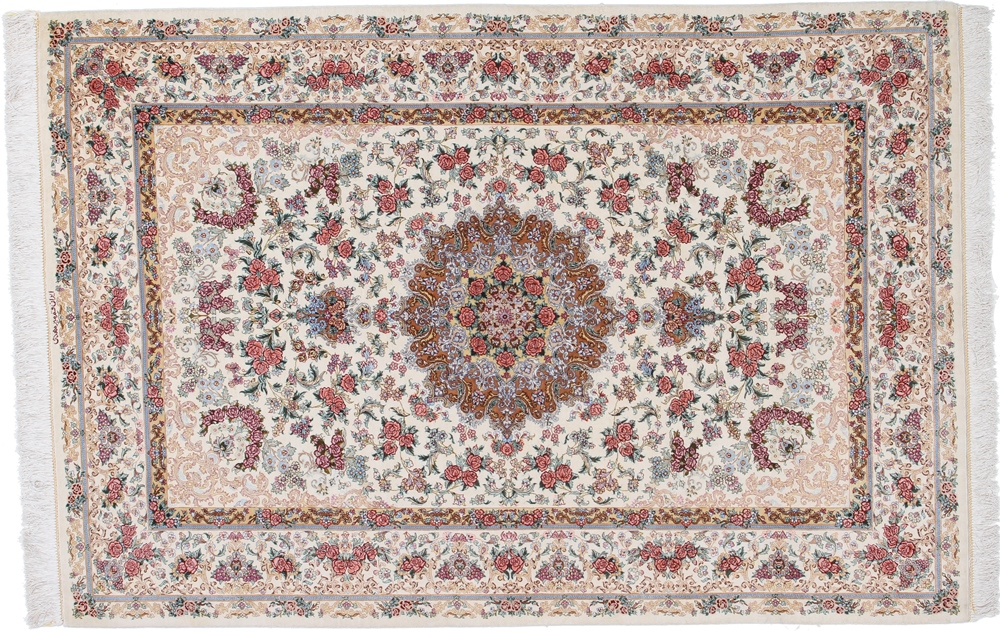 Ghom Alcatifa 130 x 200 Branco (Irã) Atado À Mão