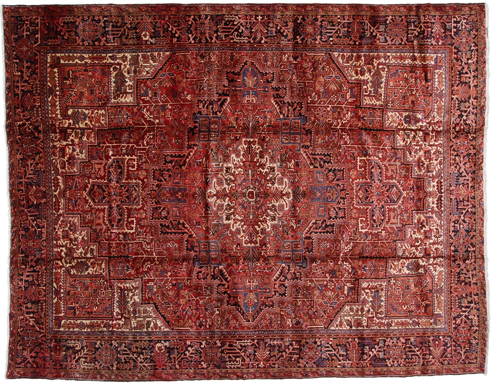 Heriz Persialainen matto 350x440 Ruskea (Iran) Käsin Solmittu