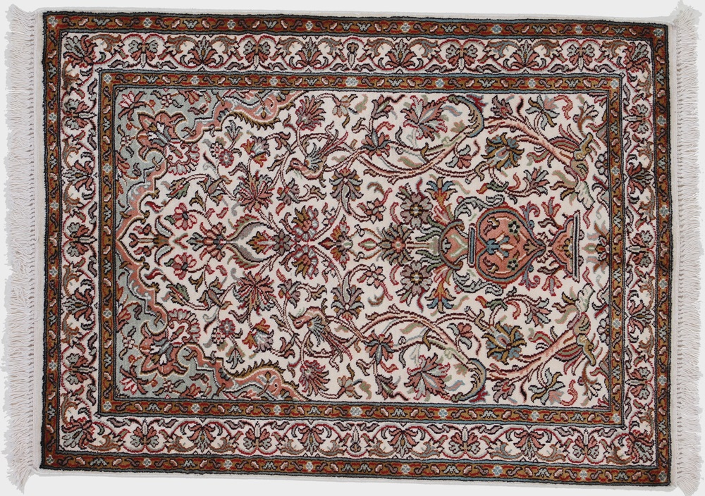 Cashmere Silk Dywan 70 x 90 Biały (Indian) Ręcznie Tkany