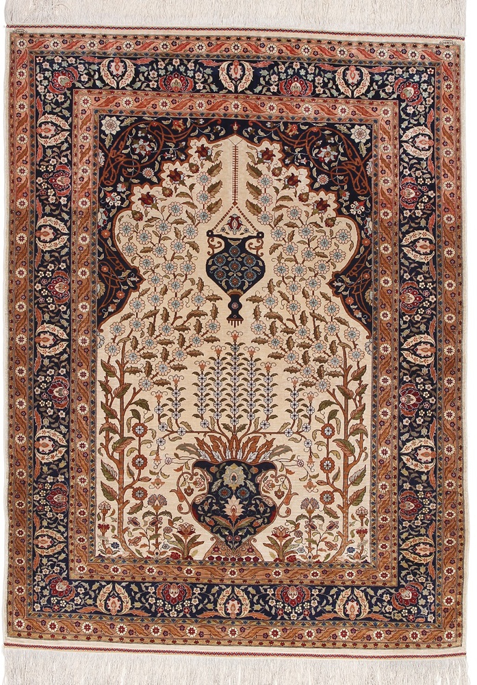 Hereke Orientalsk teppe 140x100 Grå (Tyrkia) Håndknyttet