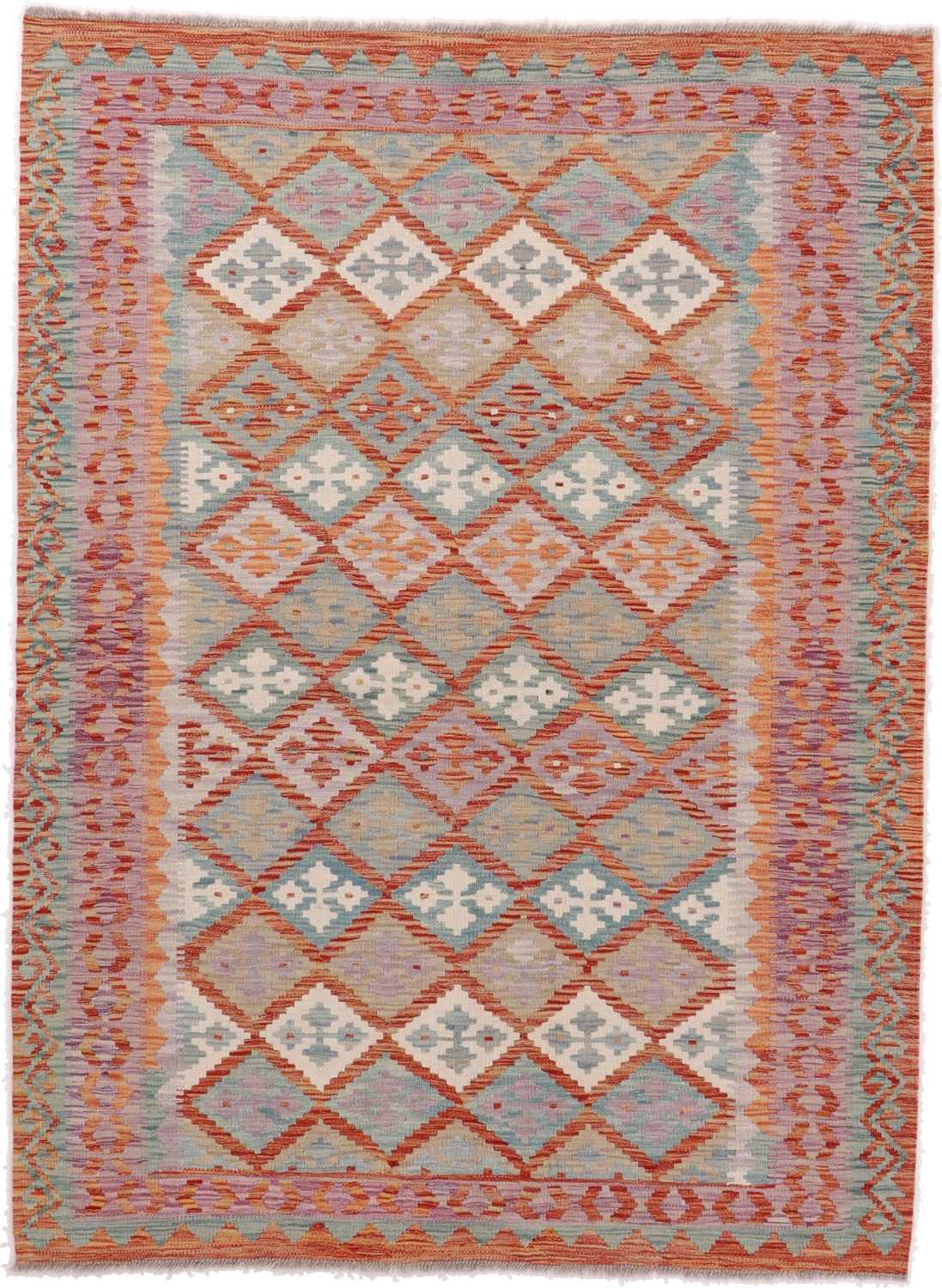 Kelim Orientální koberec 150x200 Bílá (Pákistán) Ručně Tkané