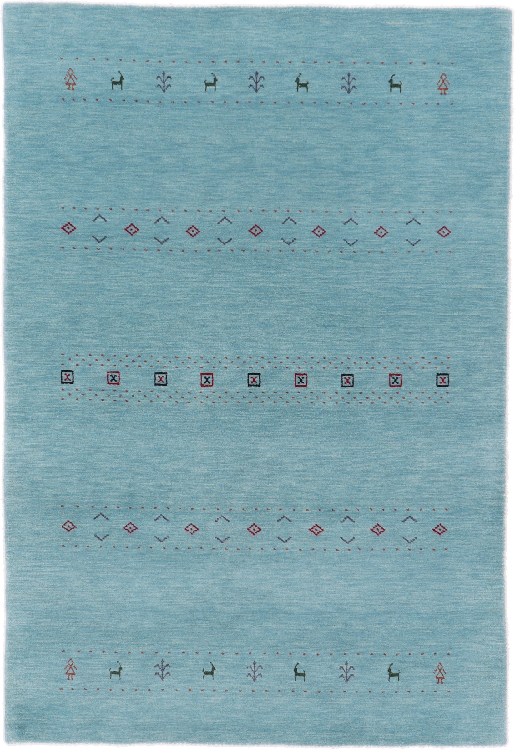 Loribaft Tappeto 200 x 130 Bianco (Indian) Annodato A Mano