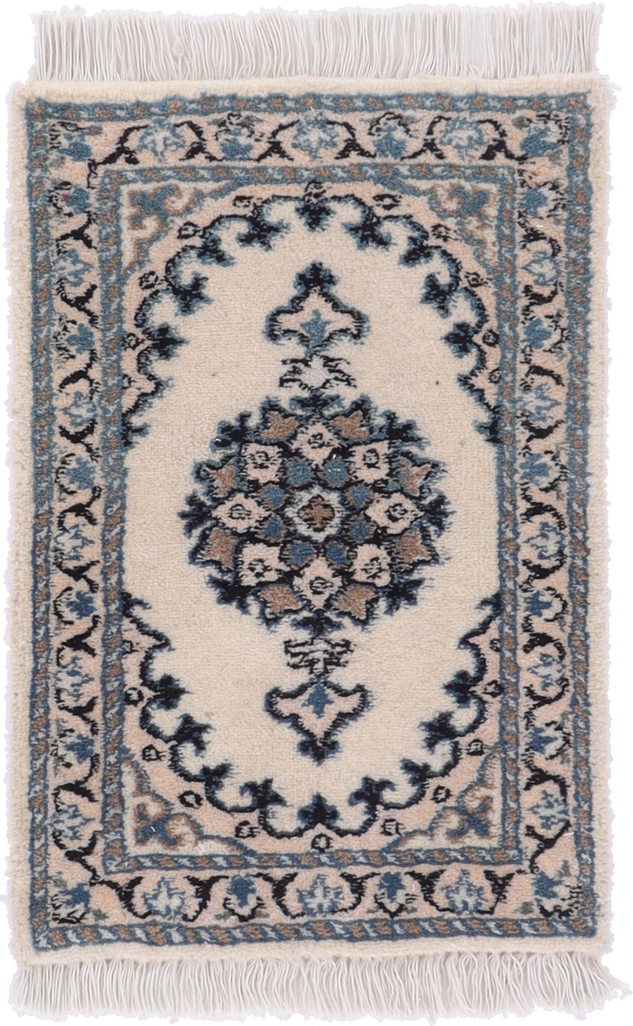 Nain Tæppe 60x40 Hvid (Iran) Håndknyttet