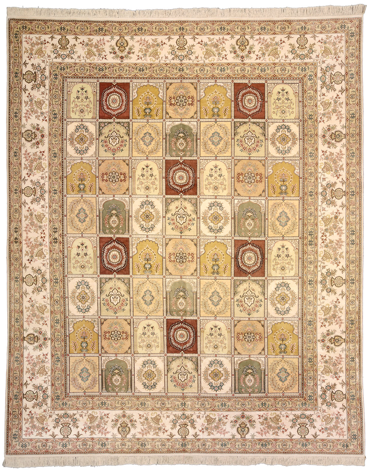 Ghom Dywan orientalny 300 x 250 Zielony (Chiny) Ręcznie Tkany