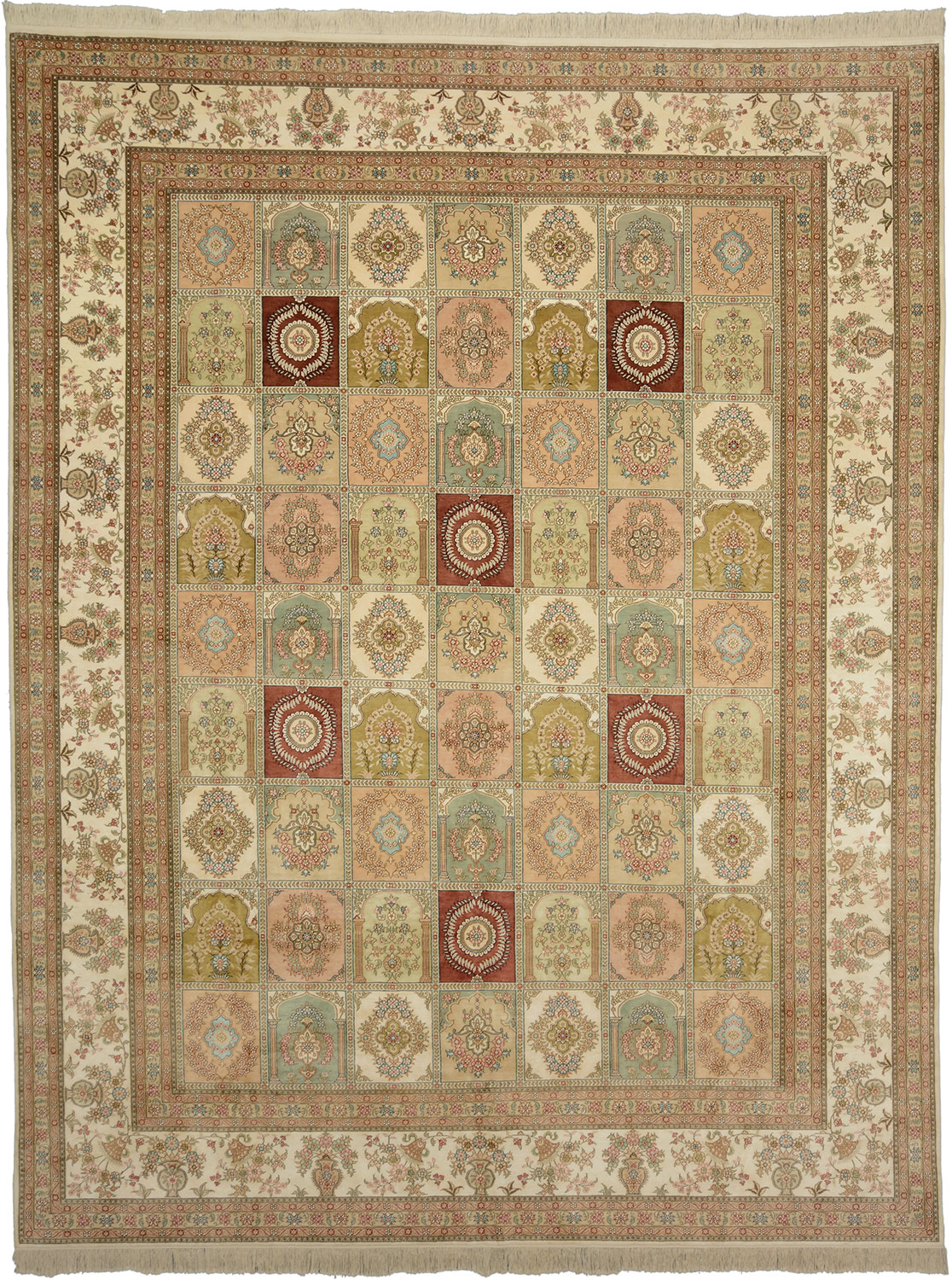 Ghom Dywan 280x360 Zielony (Chiny) Ręcznie Tkany