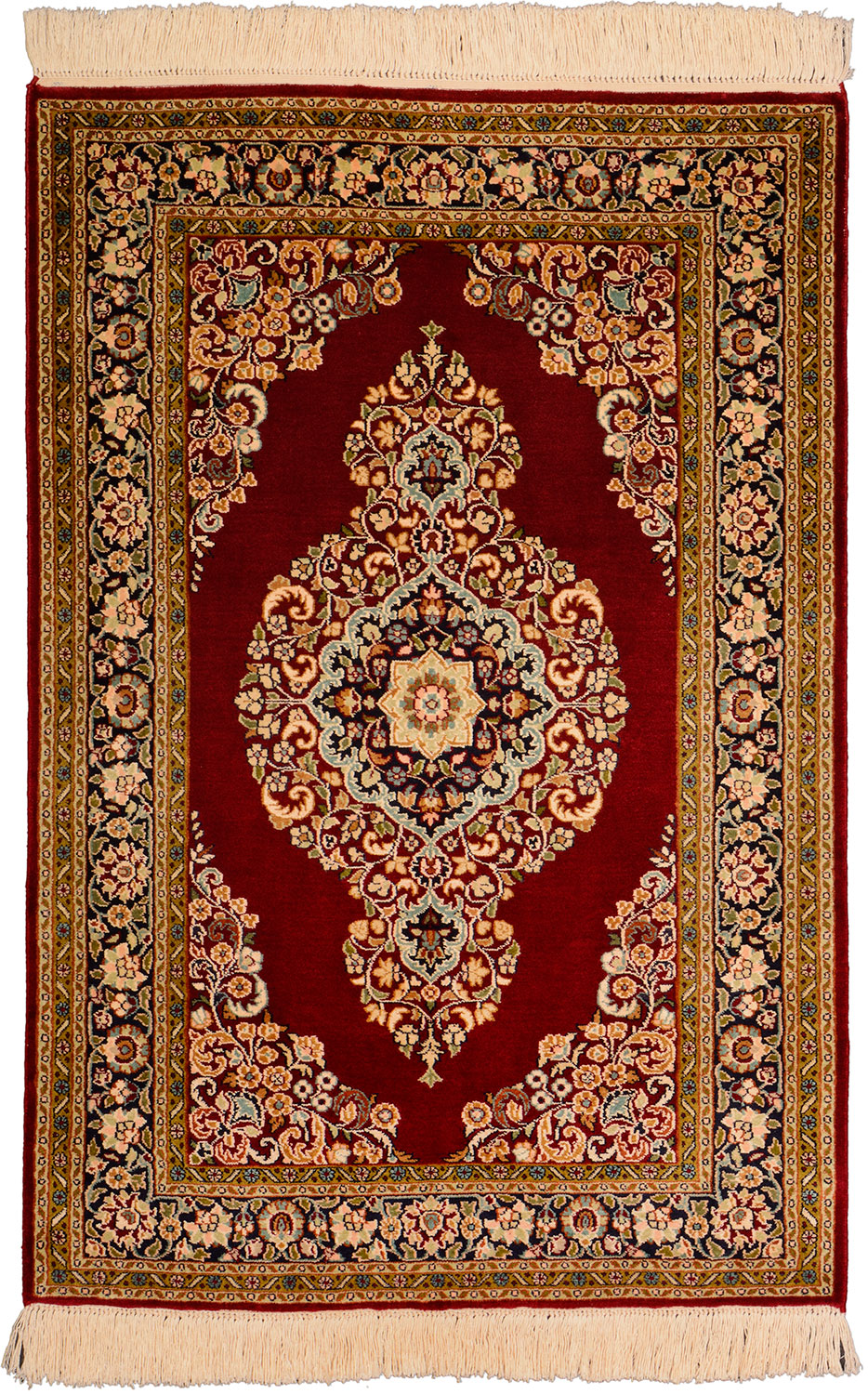 Cashmere Silk Matta 90 x 60 Gul (Indian) Handknuten