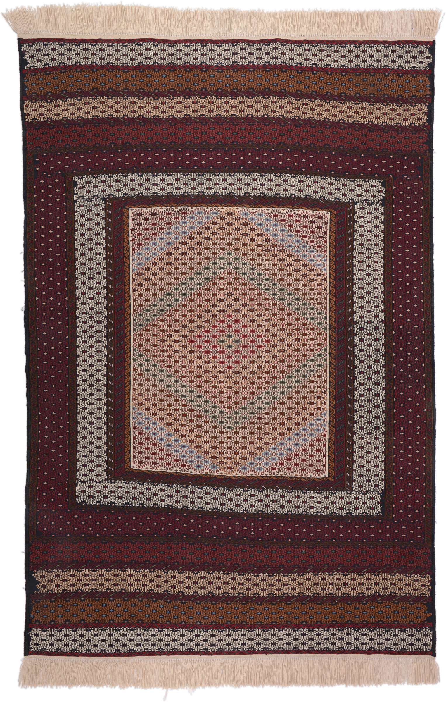 Kilim Keleti szőnyeg 200x120 Fehér (Afganisztán) Kézzel Szőtt