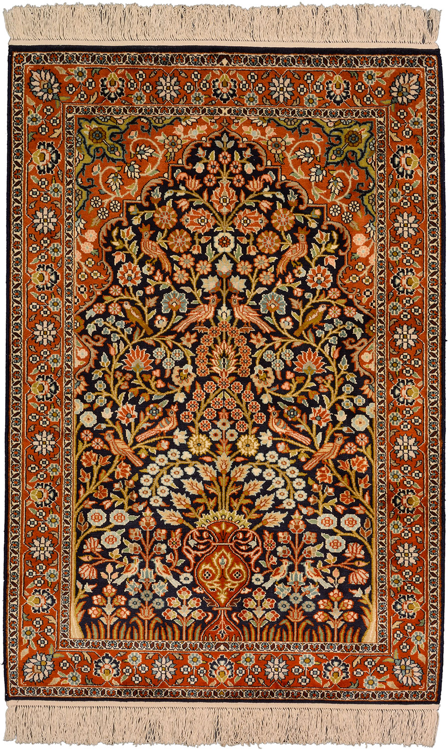 Cashmere Silk Teppe 80 x 120 Grå (Indian) Håndknyttet