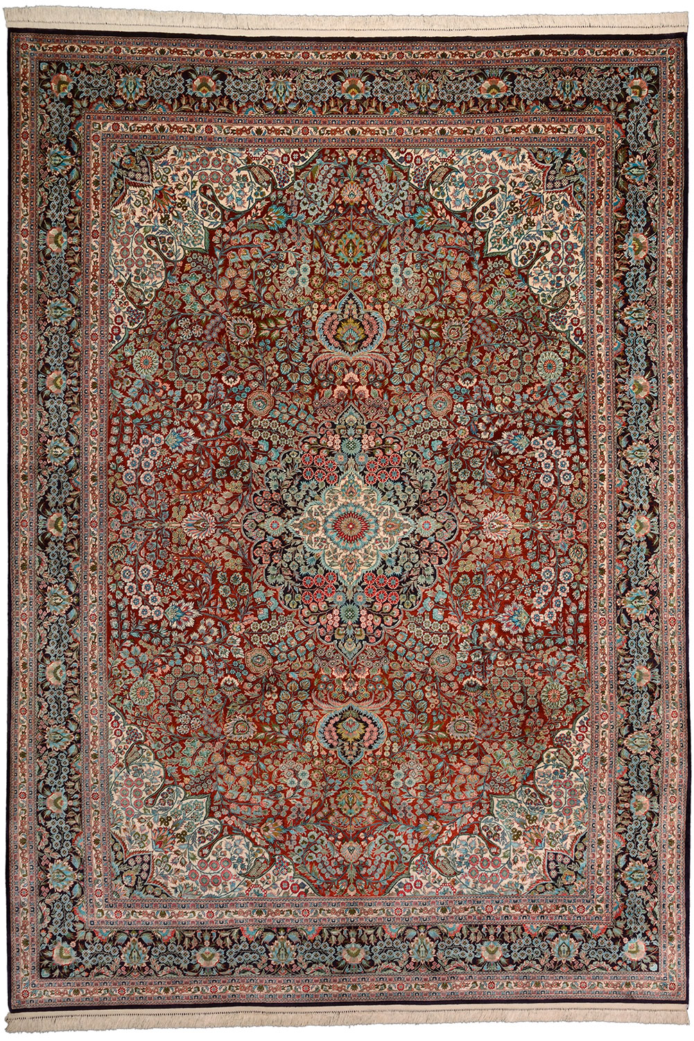 Hereke Orientalsk tæppe 220x310 Hvid (Kina) Håndknyttet