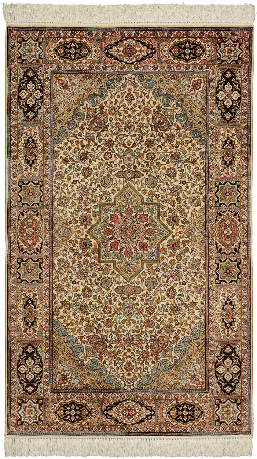 Ghom Carpet 150x90 White (China) Hand Knotted