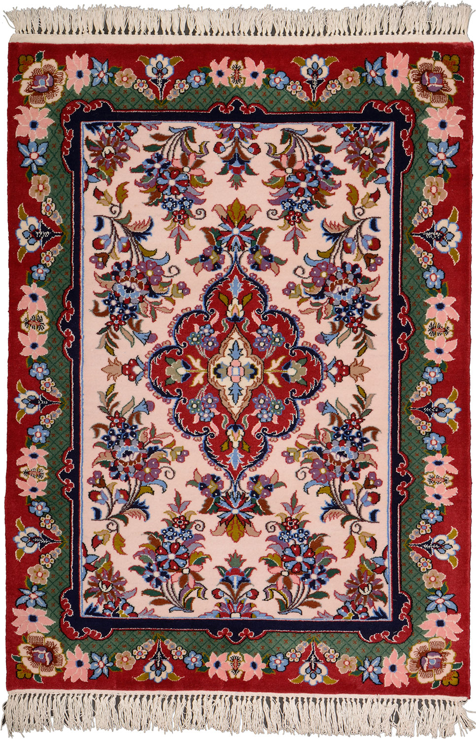 Isfahan Alfombra 100x80 Blanco (Iran) Anudado A Mano