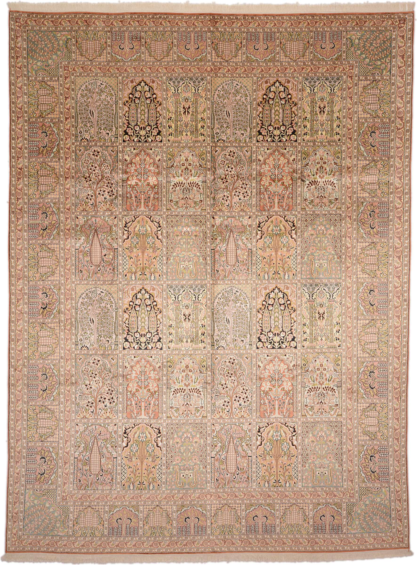 Tapete oriental 370 x 270 Amarelo (Indian) Atado À Mão