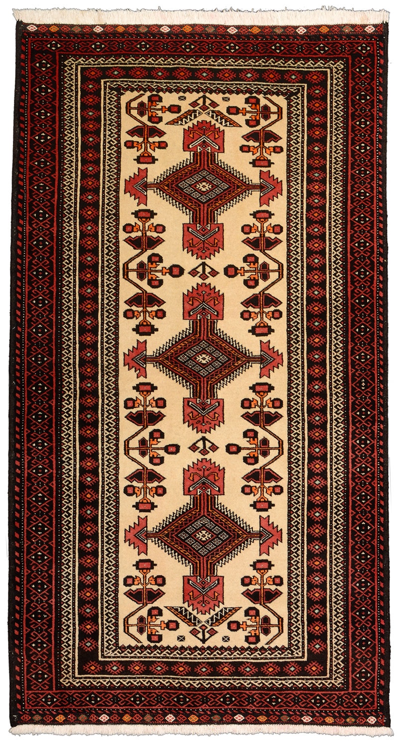 Belutsch Tæppe 200x110 Gul (Iran) Håndknyttet