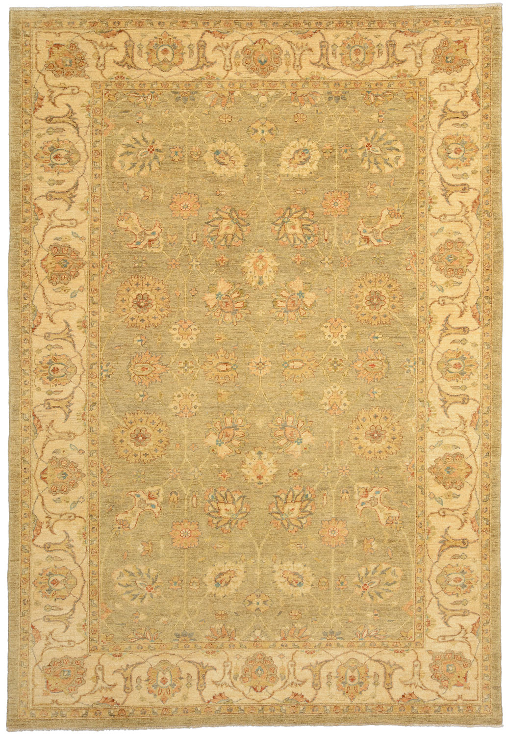 Ziegler Rug 190x270 Green (Pakistan) Hand Knotted