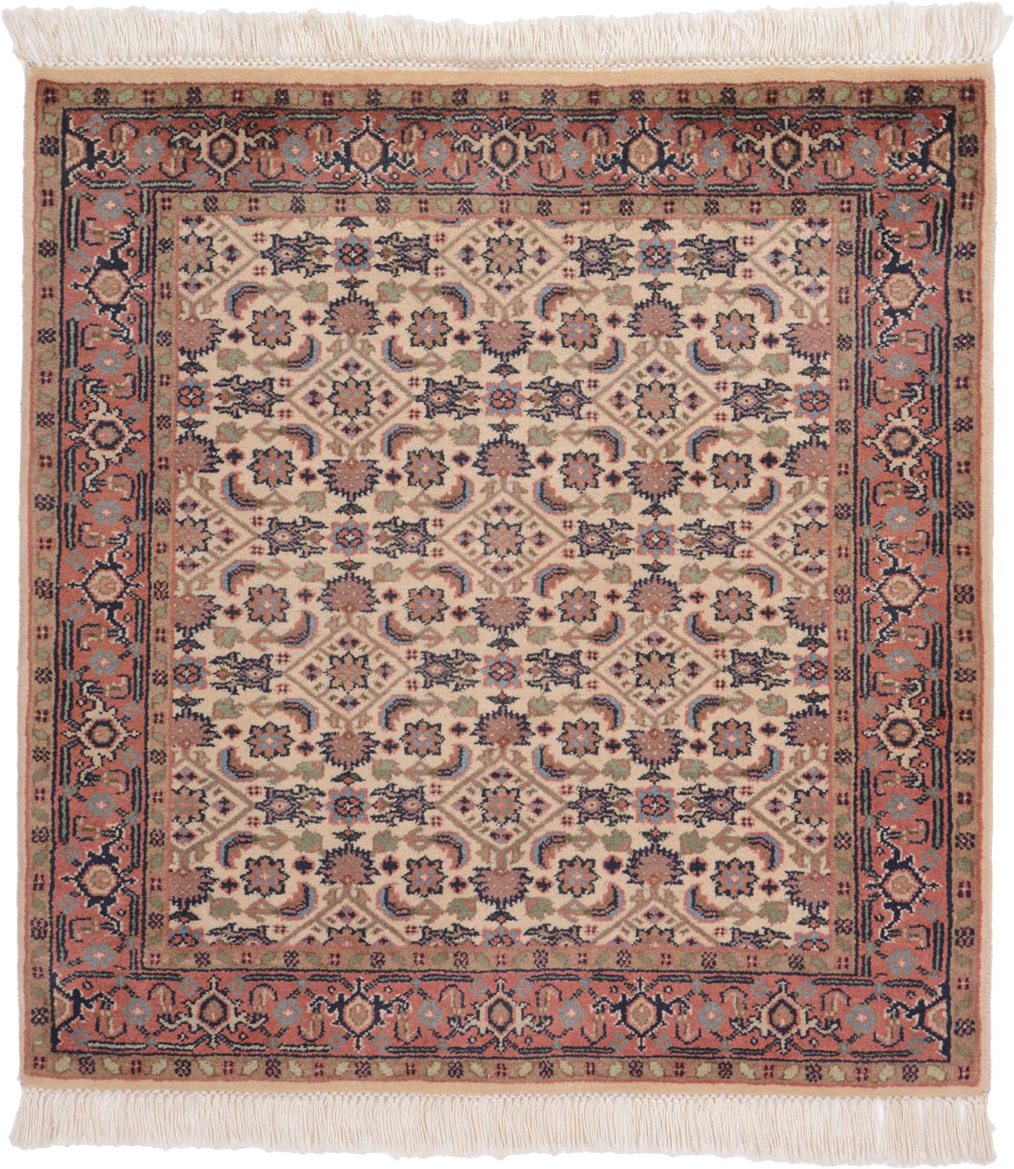 Sarouk Dywan orientalny 90x100 Biały (Indian) Ręcznie Tkany