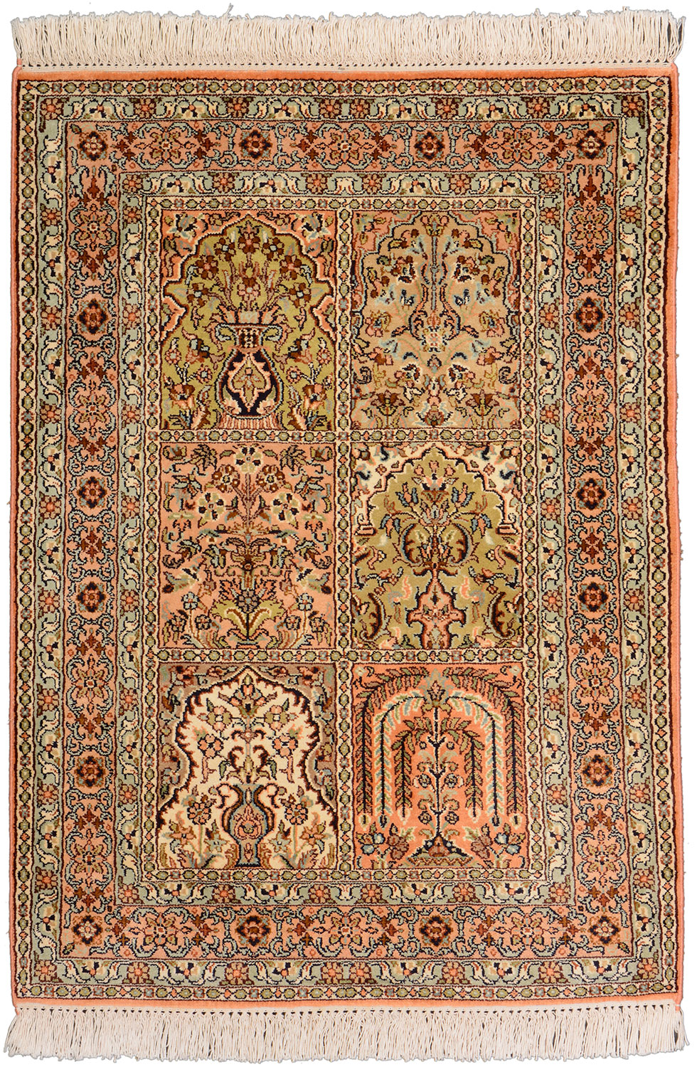 Cashmere Silk Rug 60 x 90 White (Indian) Hand Knotted