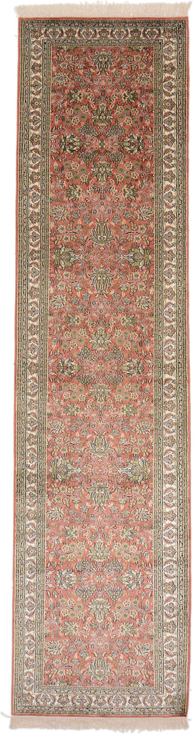 Cashmere Silk Keleti szőnyeg 80x310 Fehér (Indian) Kézzel Csomózott