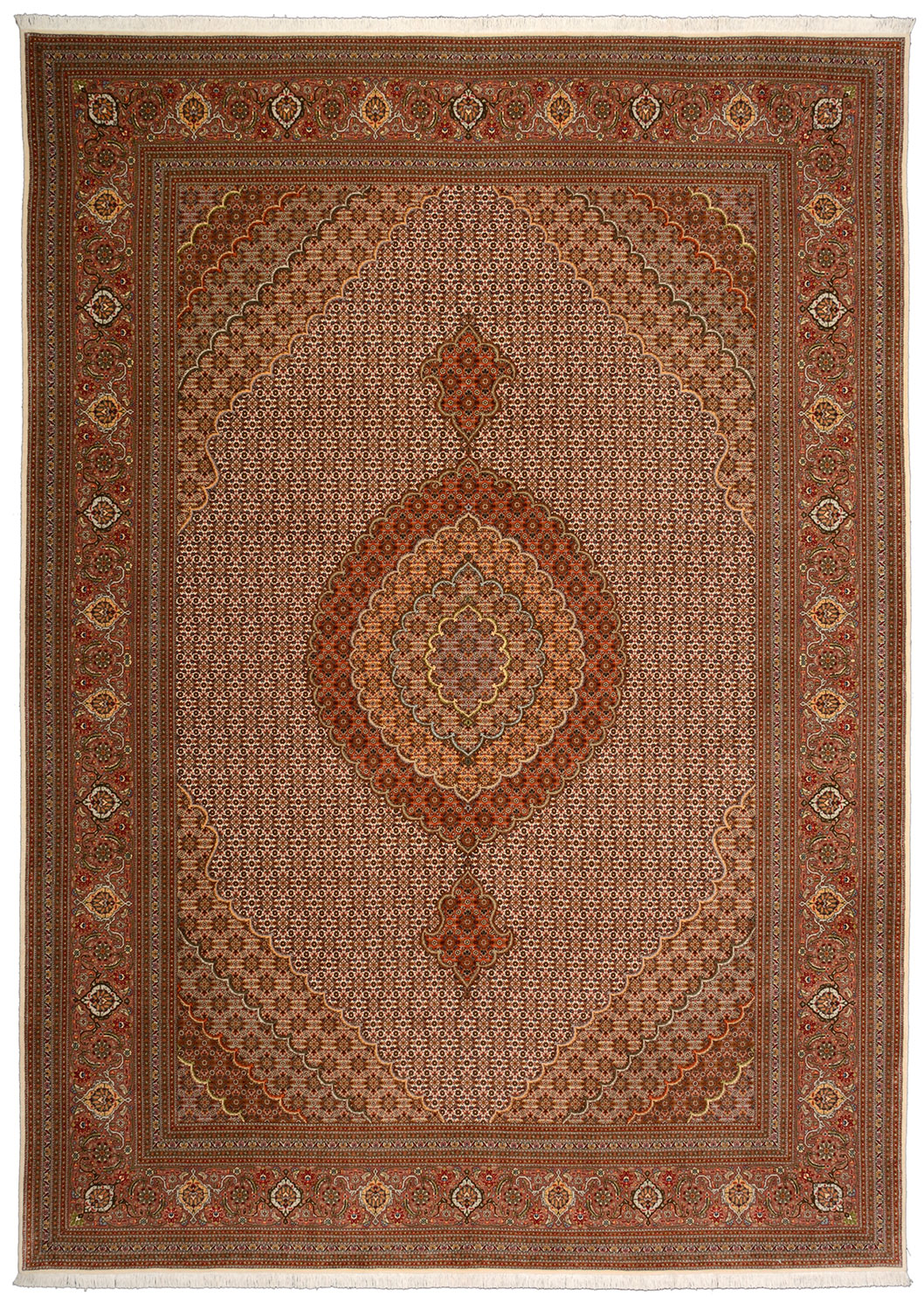 Tabriz Alfombra persa 250x350 Blanco (Iran) Anudado A Mano