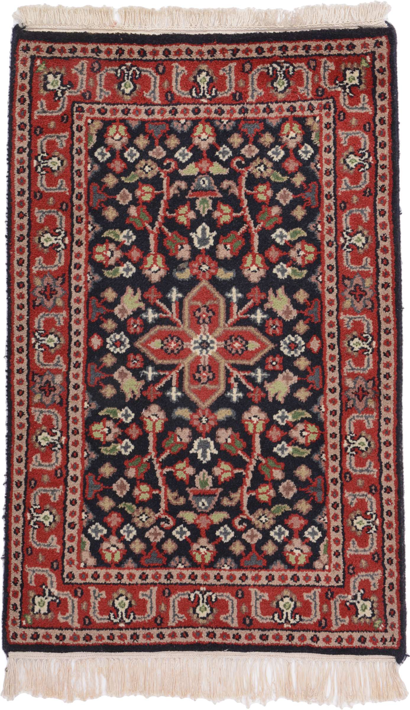 Bidjar Indischer Teppich 90 x 60 Weiss (Indien) Handgeknüpft