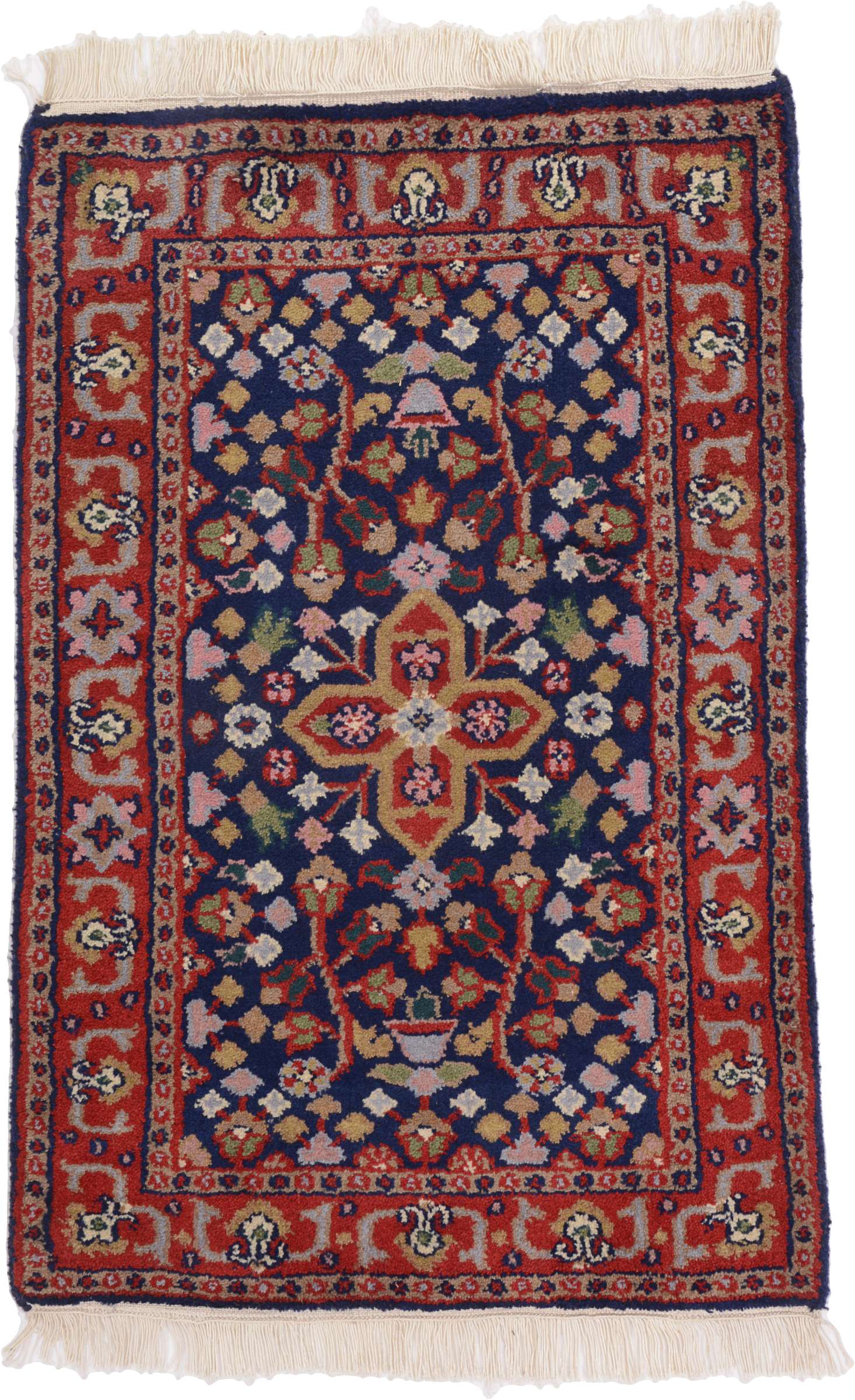 Persian Tapis d'Orient 60 x 90 Blanc (Indian) Noué À La Main