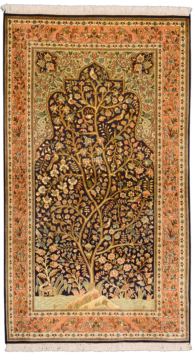 Cashmere Silk Rug 160x90 Green (Indian) Hand Knotted