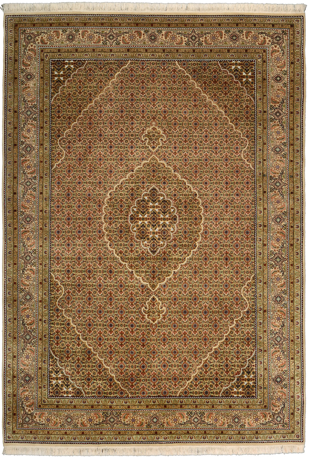 Tabriz Orientalsk teppe 250 x 170 Hvit (Indian) Håndknyttet