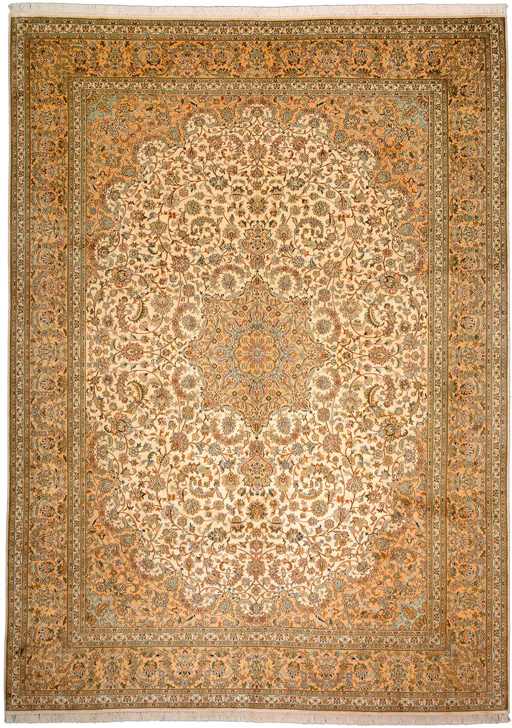 Cashmere Silk Alcatifa 250x340 Branco (Indian) Atado À Mão