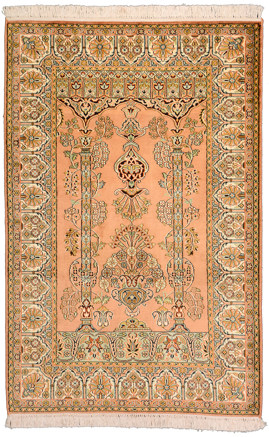 Cashmere Silk Itämainen matto 130 x 80 Valkoinen (Indian) Käsin Solmittu