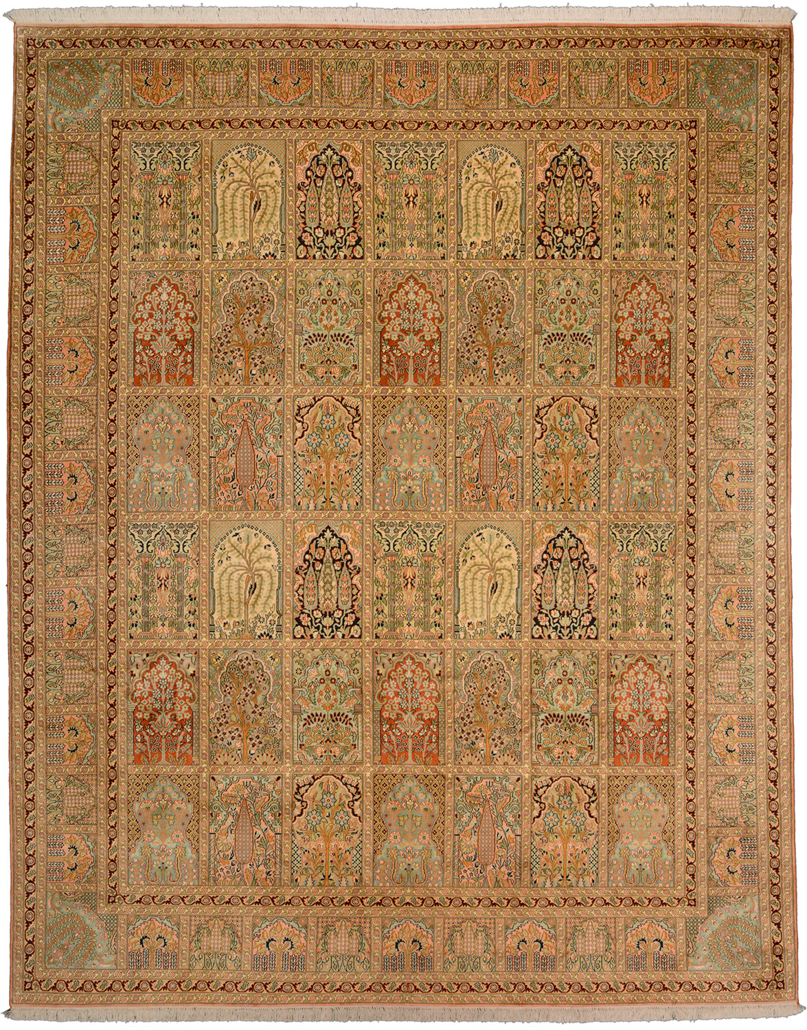 Cashmere Silk Orientalsk tæppe 300x240 Hvid (Indian) Håndknyttet