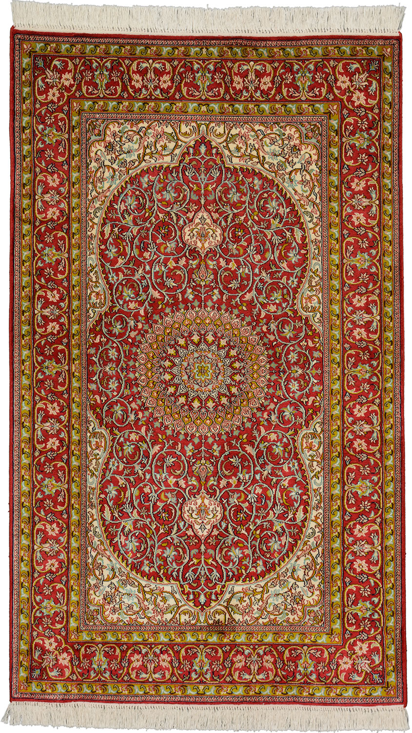 Cashmere Silk Carpet 90 x 160 White (Indian) Hand Knotted