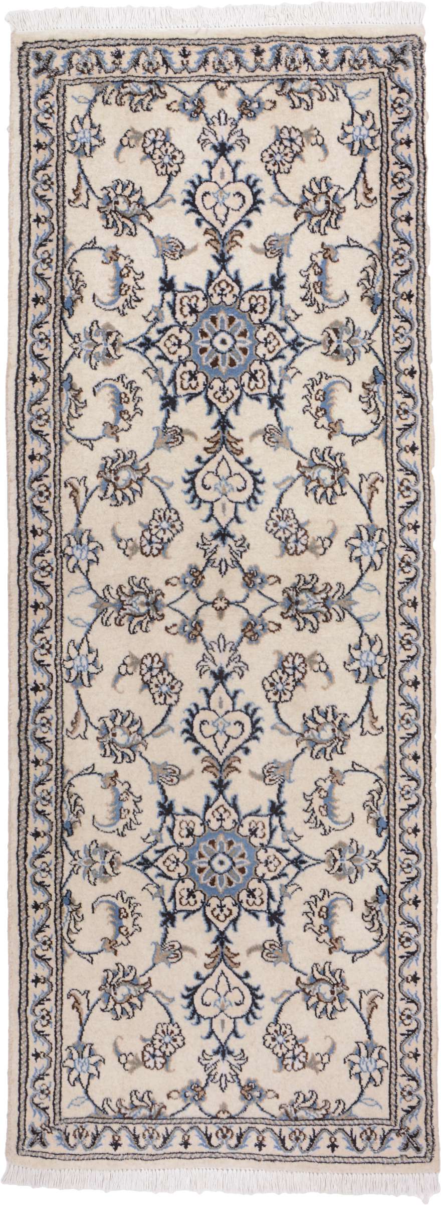 Nain Keleti szőnyeg 80x210 Fehér (Irán) Kézzel Csomózott