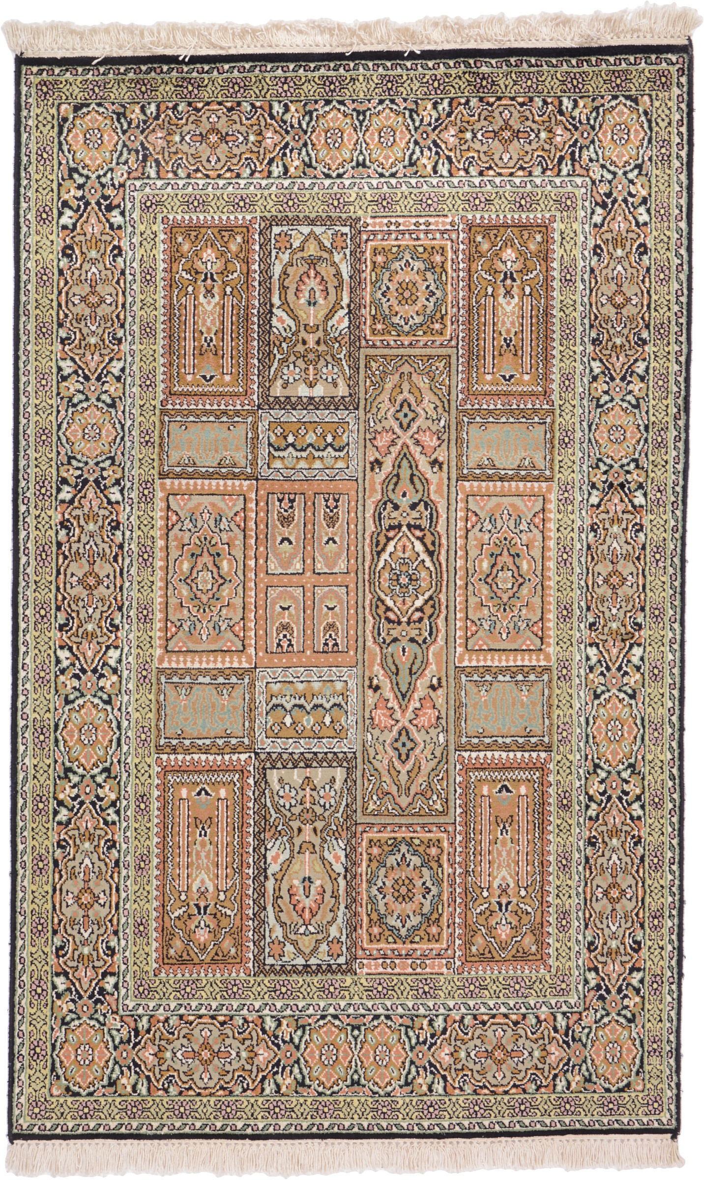 Cashmere Silk Orientalsk teppe 130 x 80 Hvit (Indian) Håndknyttet