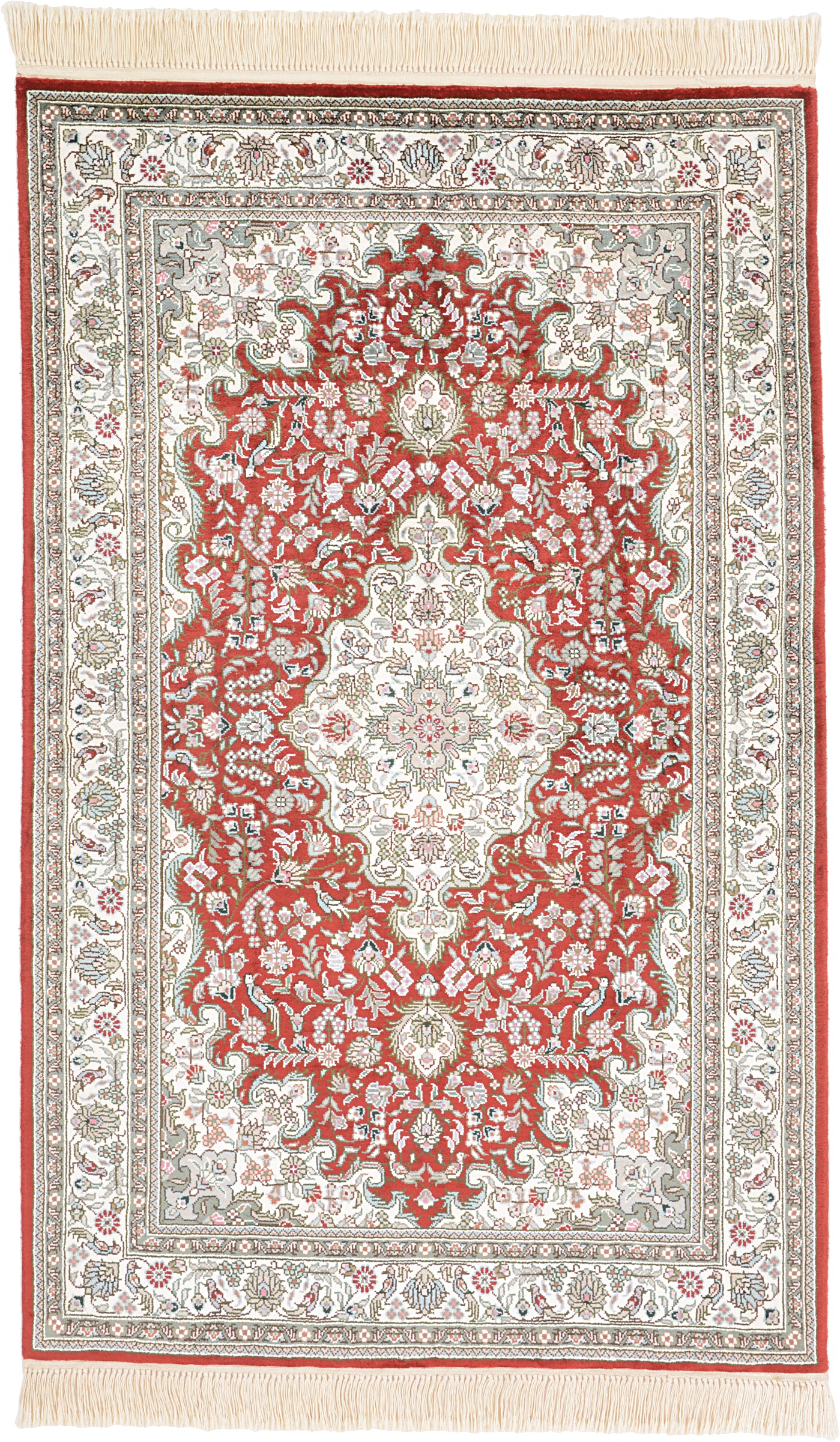 Hereke Matto 120 x 80 Valkoinen (Kiina) Käsin Solmittu