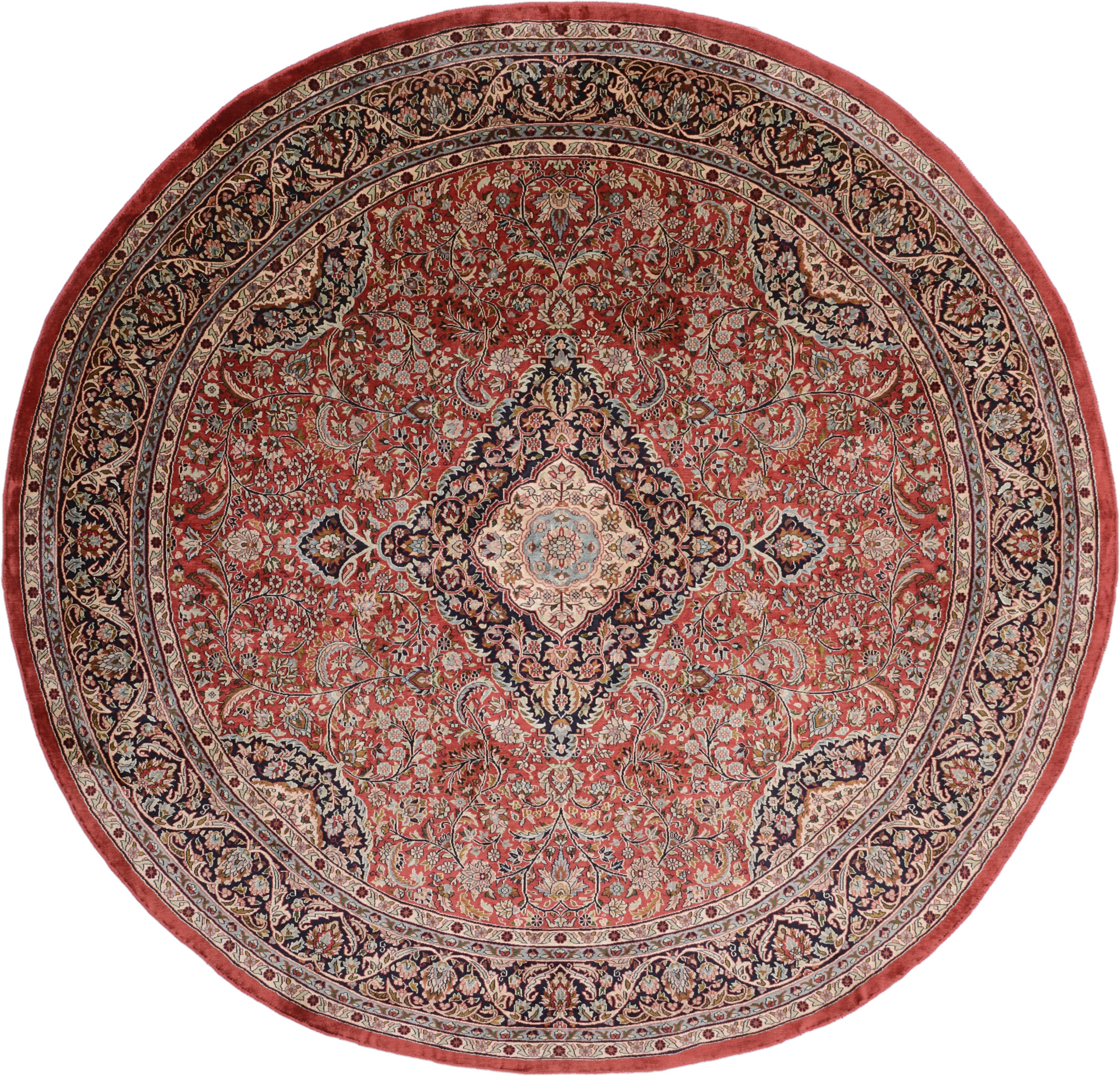 Cashmere Silk Carpet 180 x 180 Brown (Indian) Hand Knotted