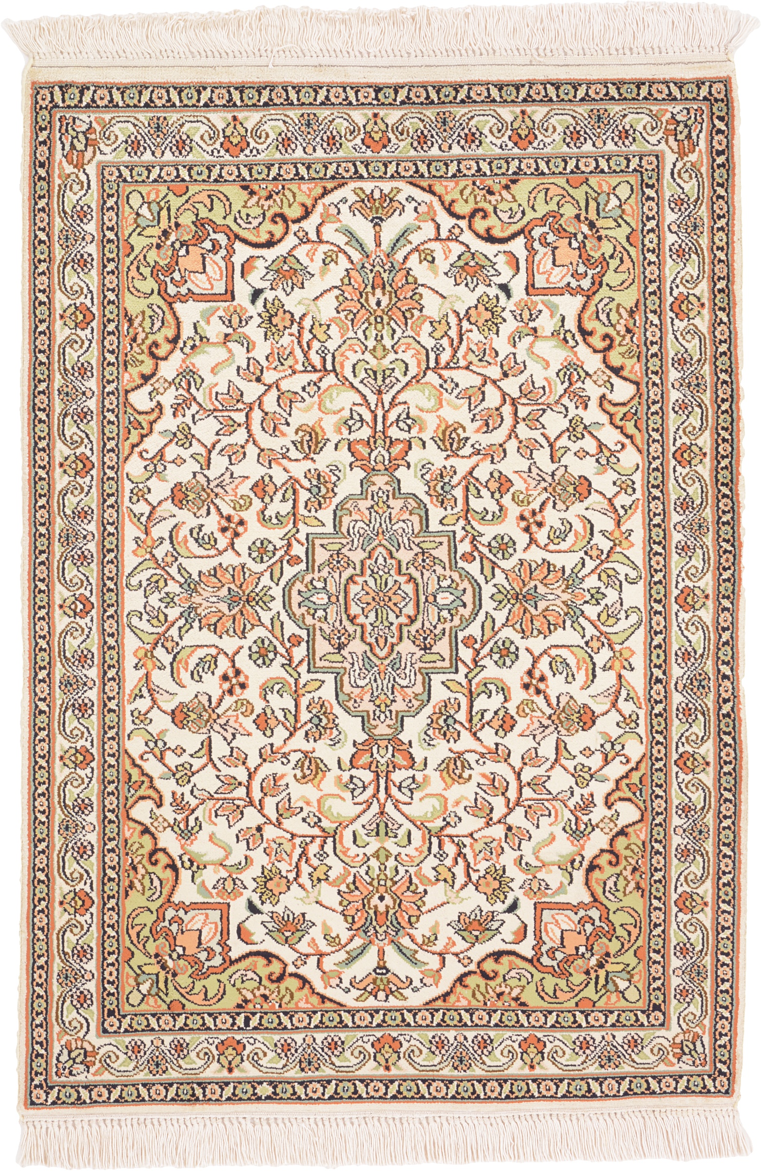 Cashmere Silk Dywan orientalny 90x60 Biały (Indian) Ręcznie Tkany