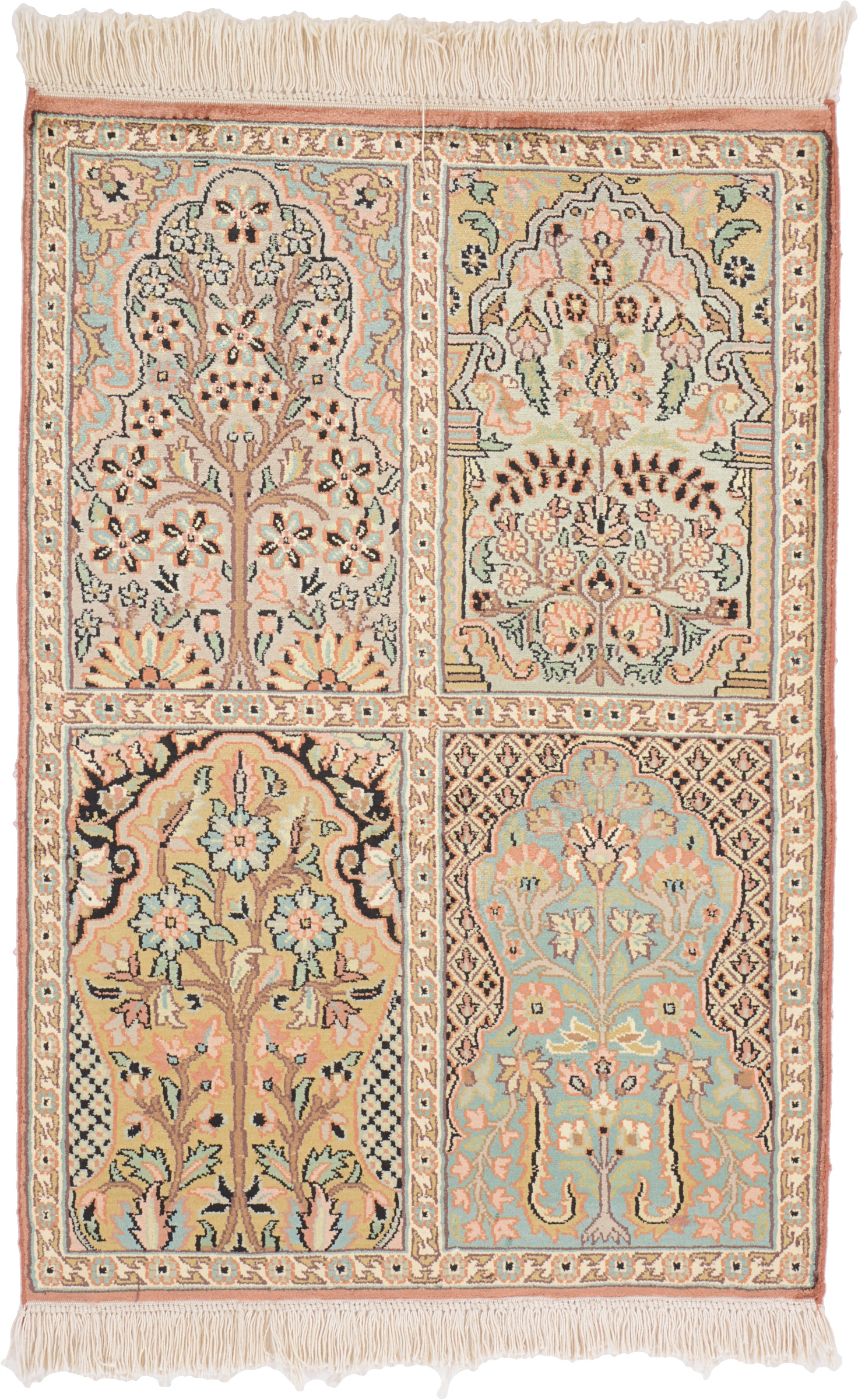 Cashmere Silk Dywan 90x60 Biały (Indian) Ręcznie Tkany