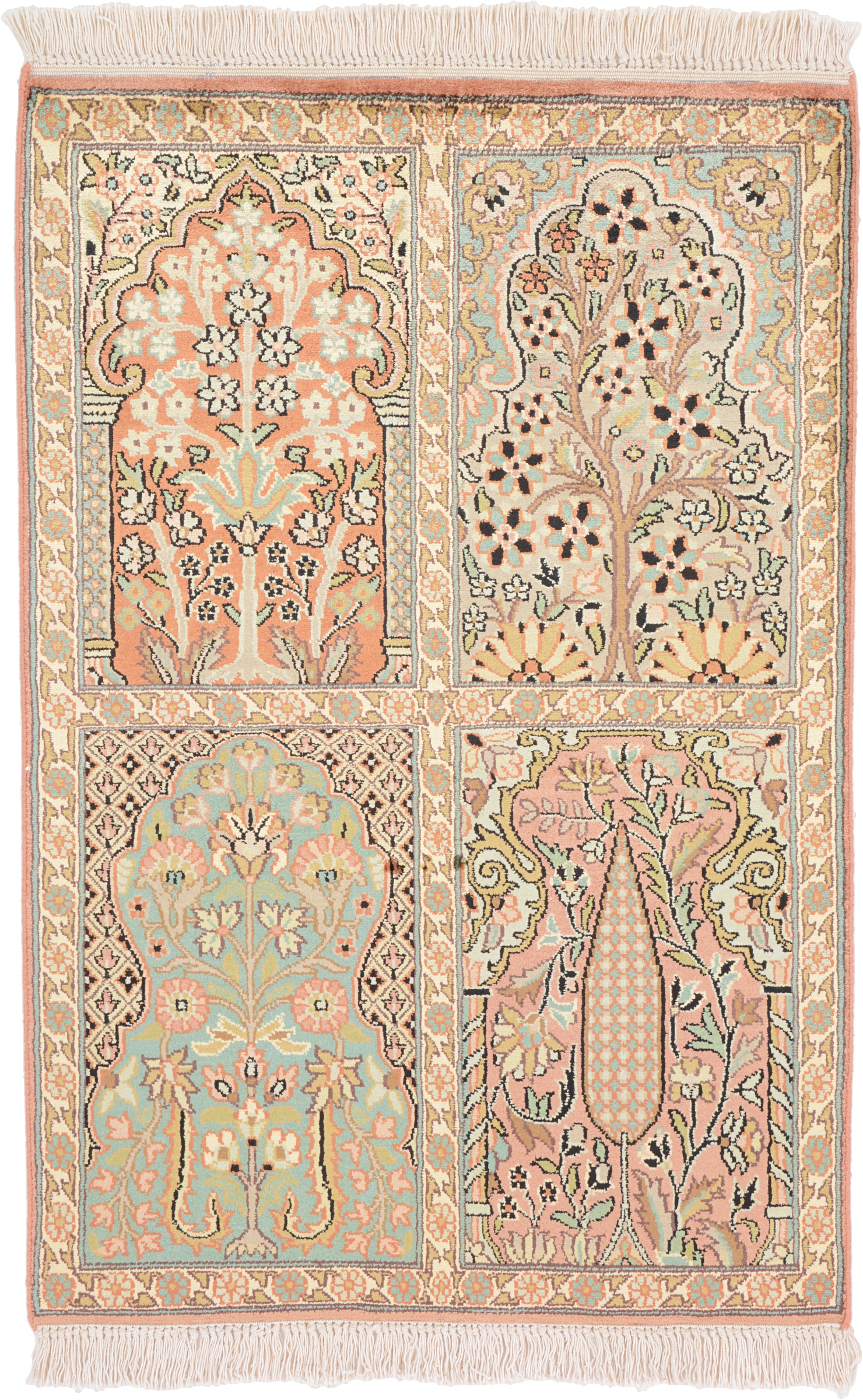 Cashmere Silk Orientální koberec 70x100 Bílá (Indian) Ručně Vázané