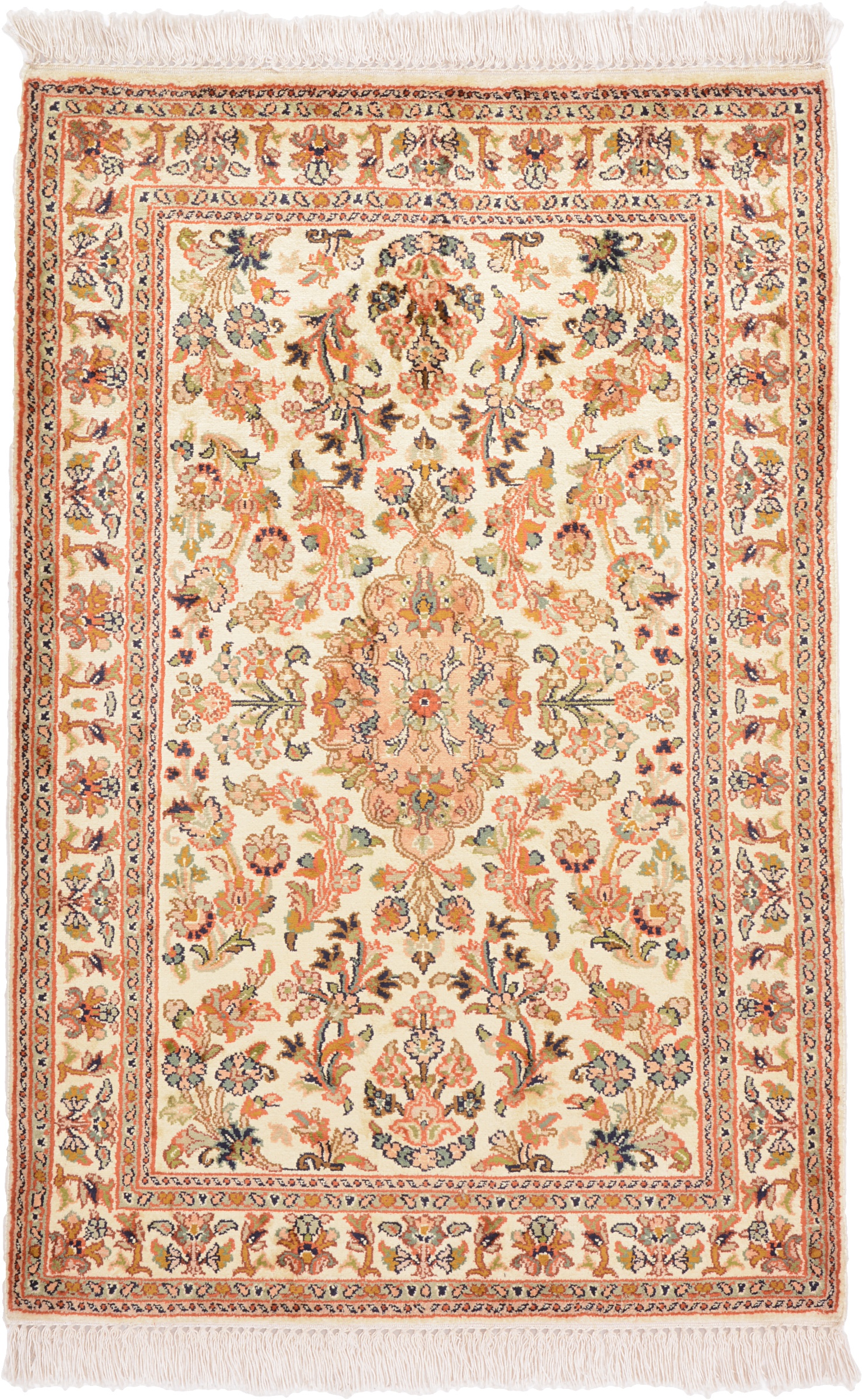 Cashmere Silk Alfombra 70x100 Amarillo (Indian) Anudado A Mano